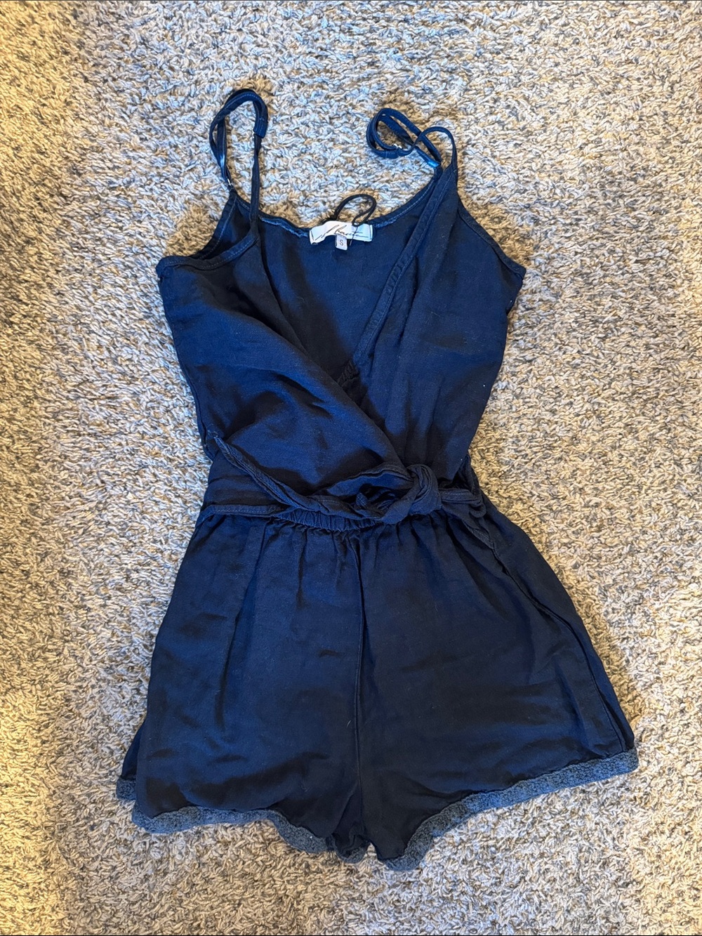 Red Haute linen Romper l Small